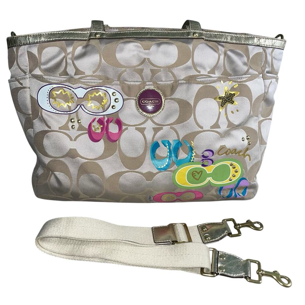 Coach F17590 Signature C Graffiti Multi-Functional Diaper Bag Beige
